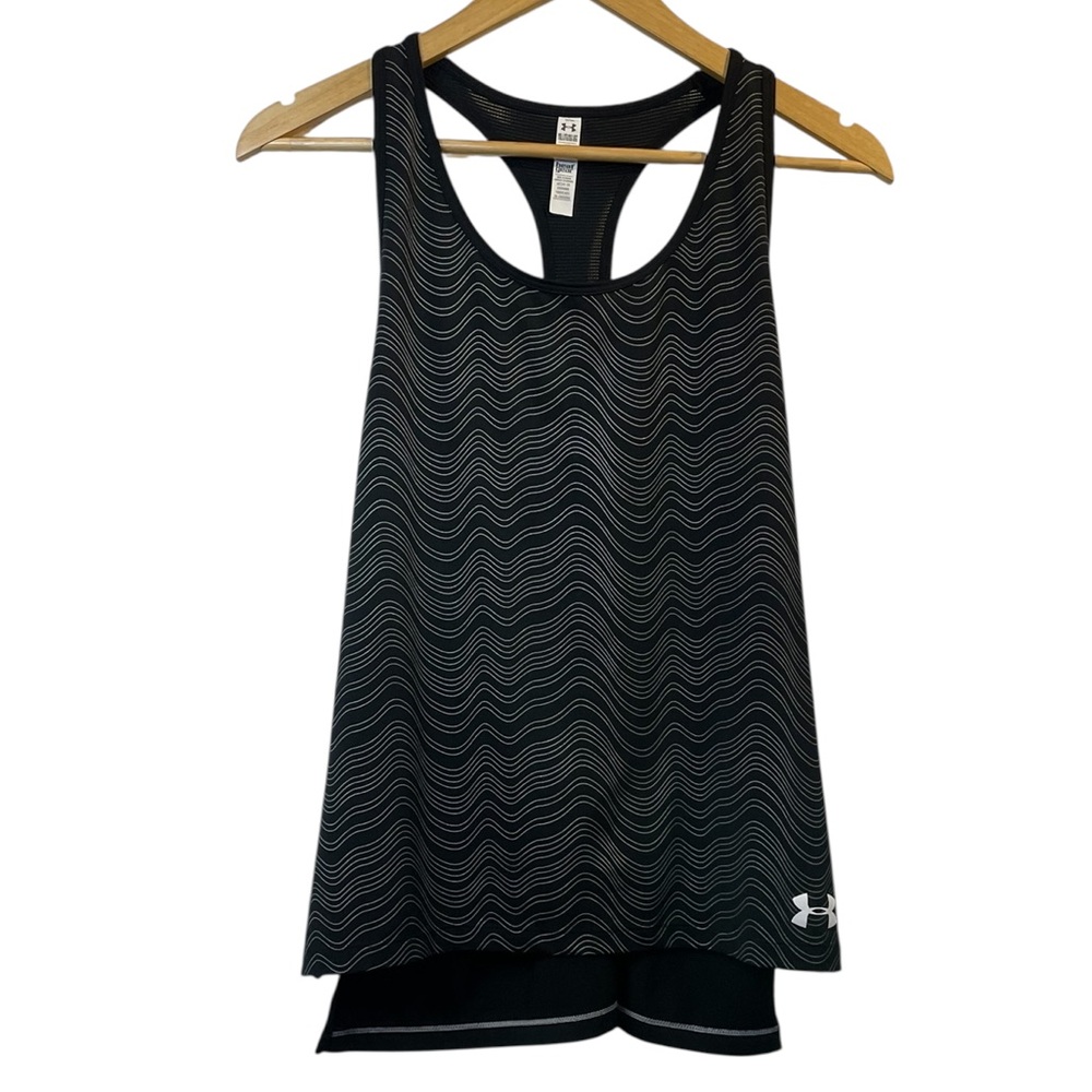 UNDER ARMOUR HeatGear Black/Silver Athletic Racerback Tank Top - Youth XL